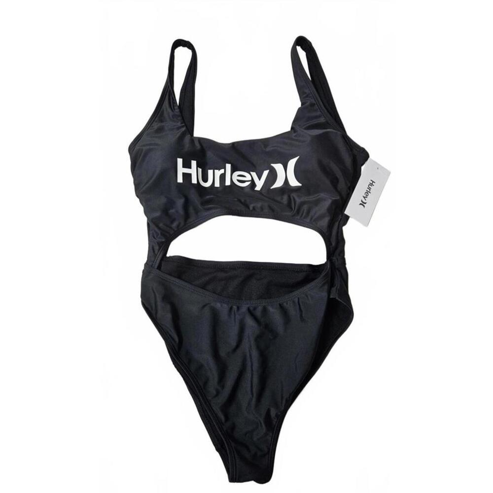 Hurley Black Sporty One Piece Swimsuit